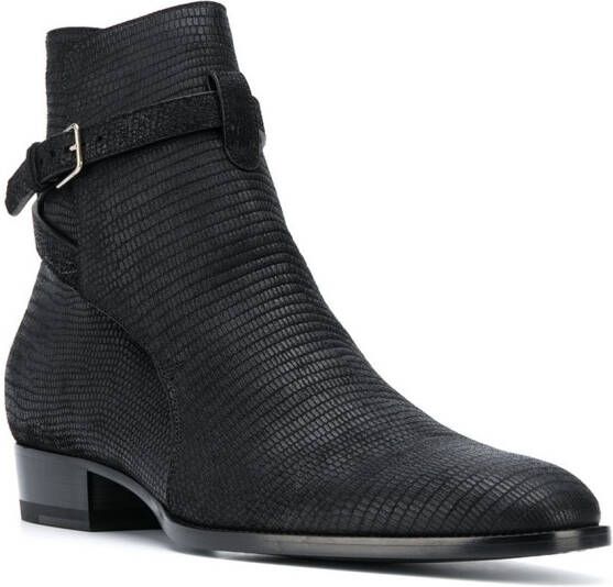 Saint Laurent Leren enkellaarzen Zwart