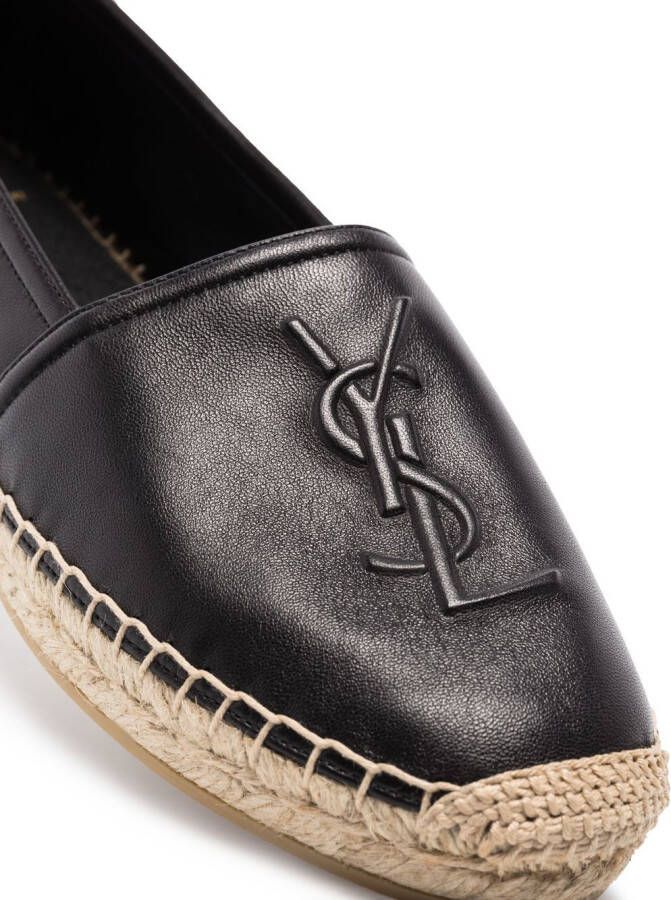 Saint Laurent Leren espadrilles Zwart