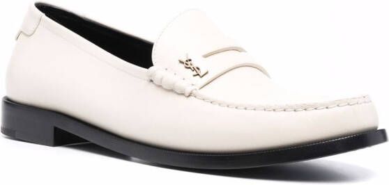 Saint Laurent Loafers met logoplakkaat Beige