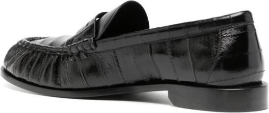 Saint Laurent logo-plaque leather loafers Zwart