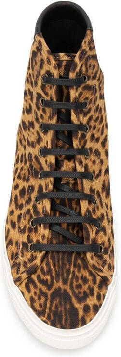 Saint Laurent Malibu sneakers met luipaardprint Bruin