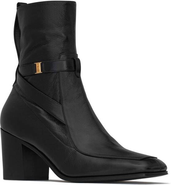Saint Laurent 75 mm Michelangelo enkellaarzen Zwart