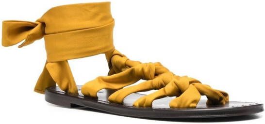 Saint Laurent Nolan sandalen met knoopdetail Geel