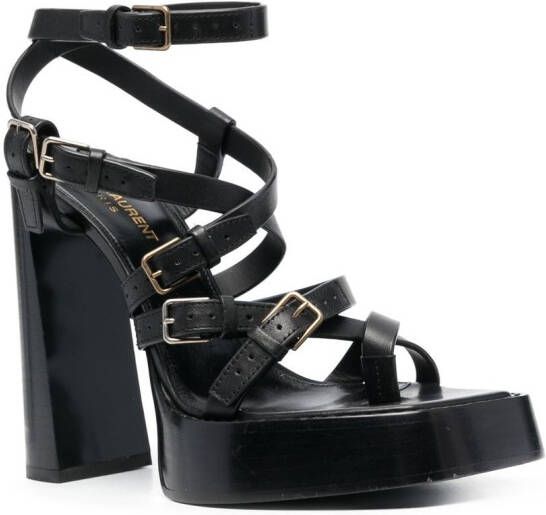 Saint Laurent Platz sandalen met plateauzool Zwart