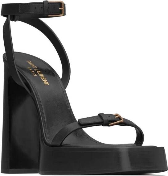 Saint Laurent Platz sandalen met plateauzool Zwart