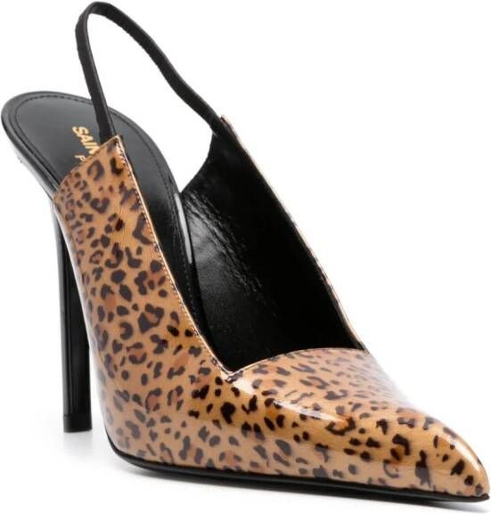 Saint Laurent Raven pumps met luipaardprint Bruin