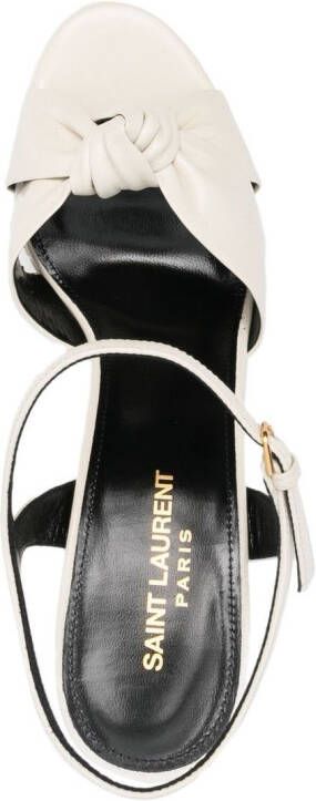 Saint Laurent 125 mm Bianca sandalen met plateauzool Beige