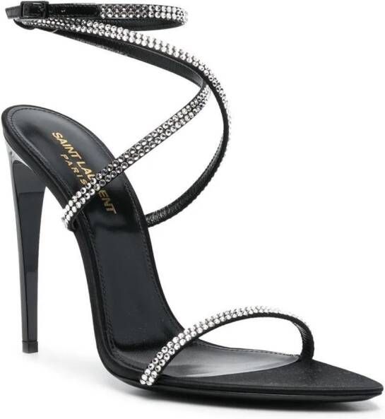 Saint Laurent 110 mm Georgia sandalen met stras Zwart