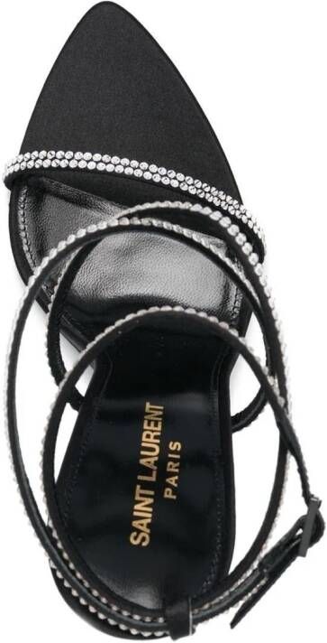 Saint Laurent Satijnen sandalen Zwart