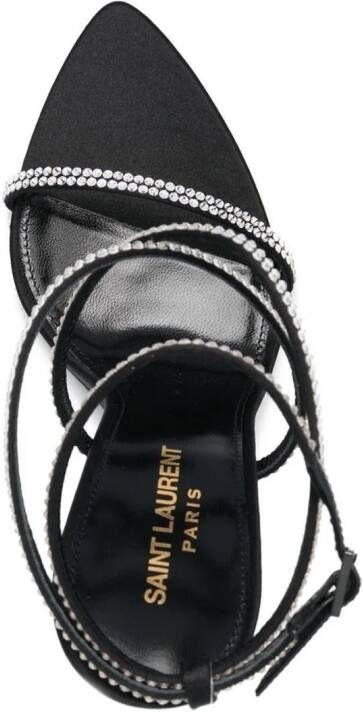 Saint Laurent 110 mm Georgia sandalen met stras Zwart