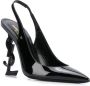 Saint Laurent Slingback pumps van lakleer Zwart - Thumbnail 2