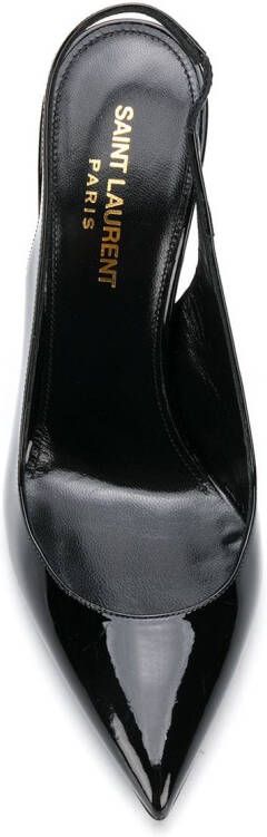 Saint Laurent Slingback pumps van lakleer Zwart