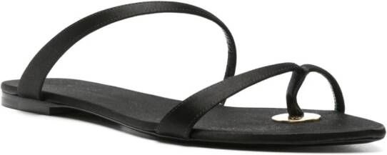 Saint Laurent Tanger satijnen slippers Zwart