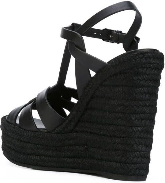 Saint Laurent 140 mm Tribute sandalen met sleehak Zwart