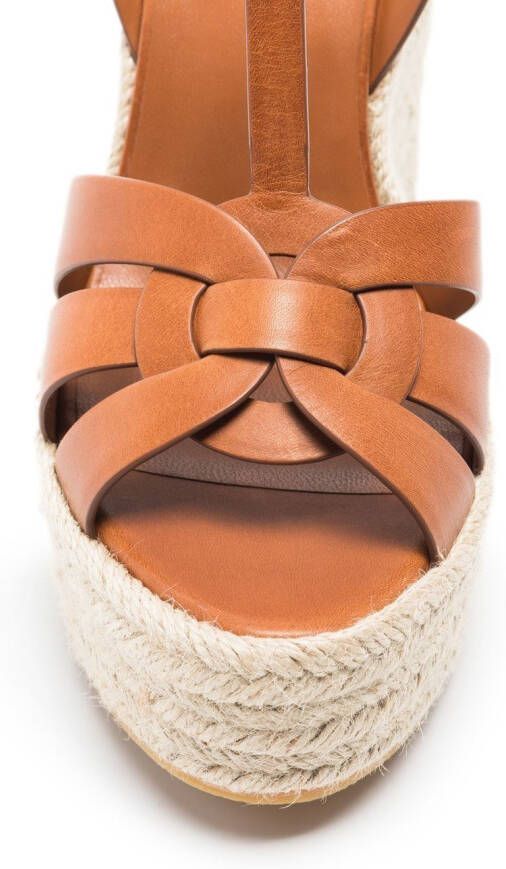 Saint Laurent Tribute espadrilles met sleehak Bruin