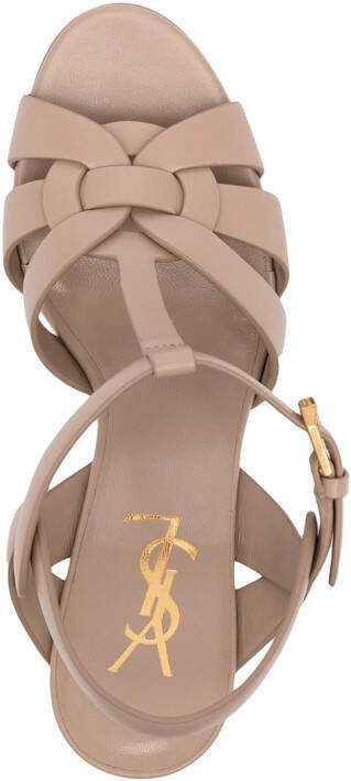 Saint Laurent 105mm Tribute sandalen met plateauzool Beige