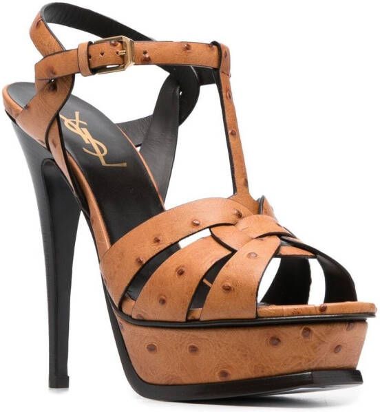 Saint Laurent Tribute leren sandalen Beige