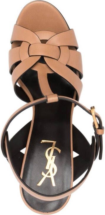 Saint Laurent Tribute sandalen met plateauzool Bruin