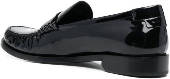Saint Laurent Vern loafers van lakleer Zwart