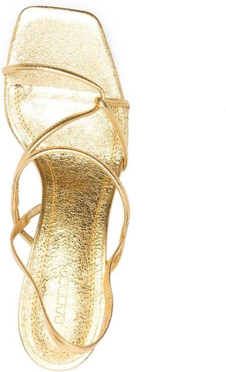 SANDRO Faye metallic sandalen met bandjes Goud