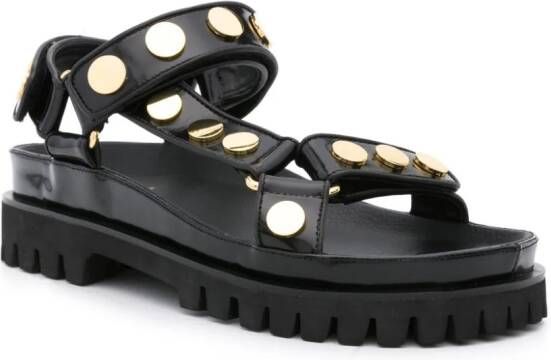 SANDRO Leren sandalen met studs Zwart