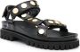 SANDRO Leren sandalen met studs Zwart - Thumbnail 2