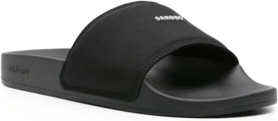 SANDRO Slippers met logoplakkaat Zwart