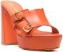 Santoni 115 mm leren sandalen met plateauzool Oranje - Thumbnail 2
