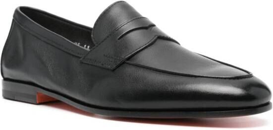 Santoni Leren loafers met ronde neus Zwart