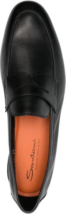 Santoni Leren loafers met ronde neus Zwart