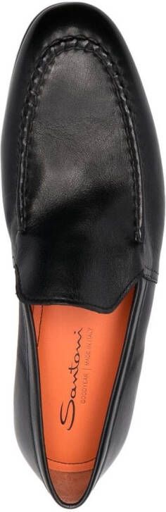 Santoni Leren loafers Zwart