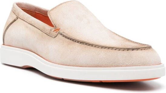 Chaussures Santoni Polacco Open Walk En Daim Beige - Pointure 46 EU - Neuf Avec Emballage