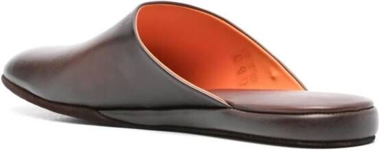 Santoni Beachy leren slippers Bruin