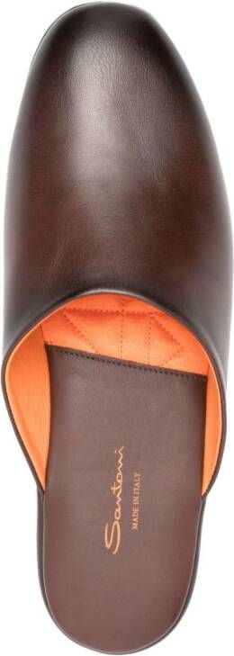 Santoni Beachy leren slippers Bruin