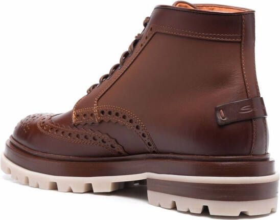 Santoni Breakout brogue enkellaarzen Bruin