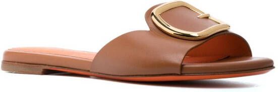 Santoni Leren slippers Bruin