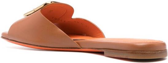 Santoni Leren slippers Bruin