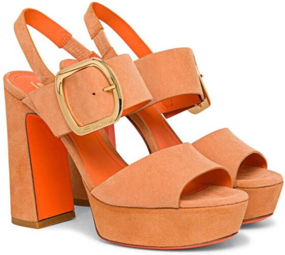 Santoni Suède sandalen met gesp Oranje