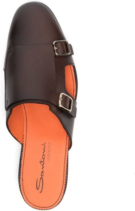 Santoni Contrasterende slippers Bruin