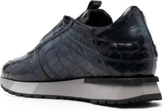 Santoni crocodile-effect low-top sneakers Blauw