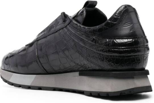 Santoni Sneakers met krokodillen-reliëf Zwart
