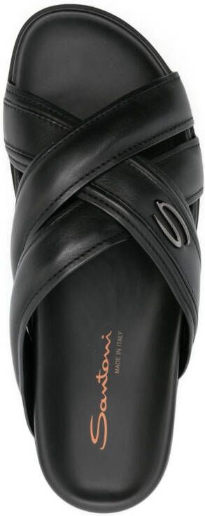 Santoni Leren sandalen Zwart