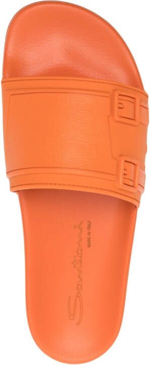 Santoni Slippers met logo-reliëf Oranje