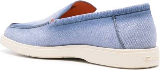 Santoni Loafers met denim print Blauw