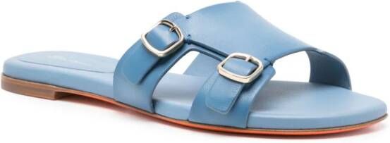 Santoni Didi leather slides Blauw