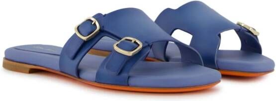 Santoni Slippers met dubbele gesp Blauw