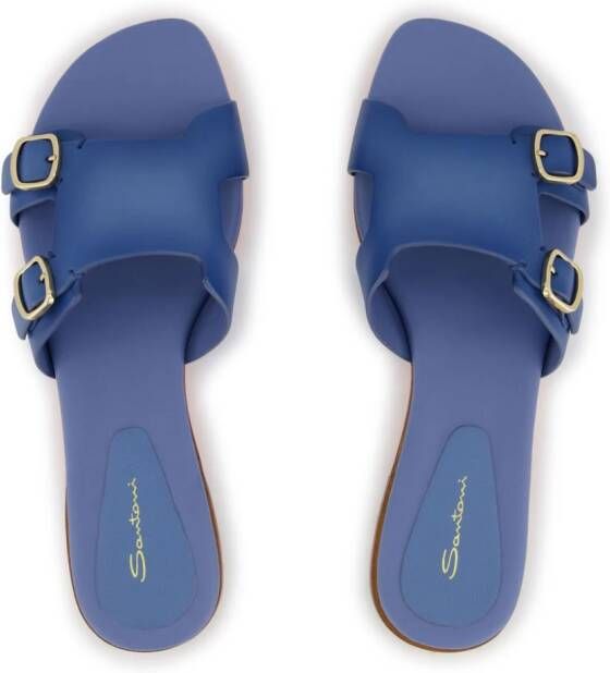 Santoni Slippers met dubbele gesp Blauw