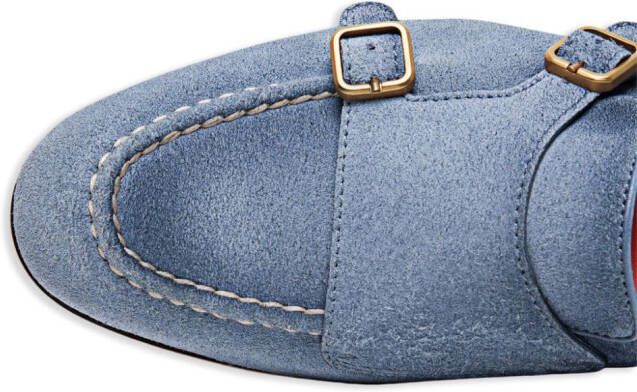 Santoni Suède loafers met dubbele gesp Blauw