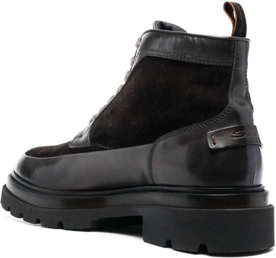 Santoni Enkellaarzen met vlakken Zwart