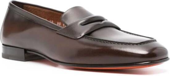 Santoni Figaro leren loafers Bruin